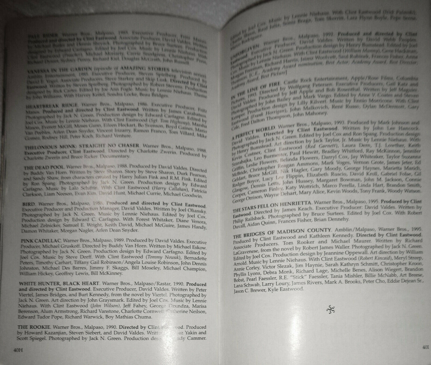 A TRIBUTE TO CLINT EASTWOOD - STAGEBILL, MAY 1996 Film Society of Lincoln Center