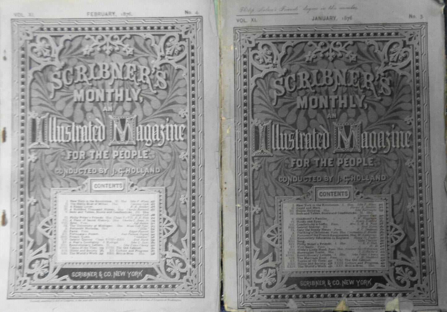 Scribner's Magazine 1876 Jan & Feb - NY in the Revolution, Bret Harte, Hale, etc