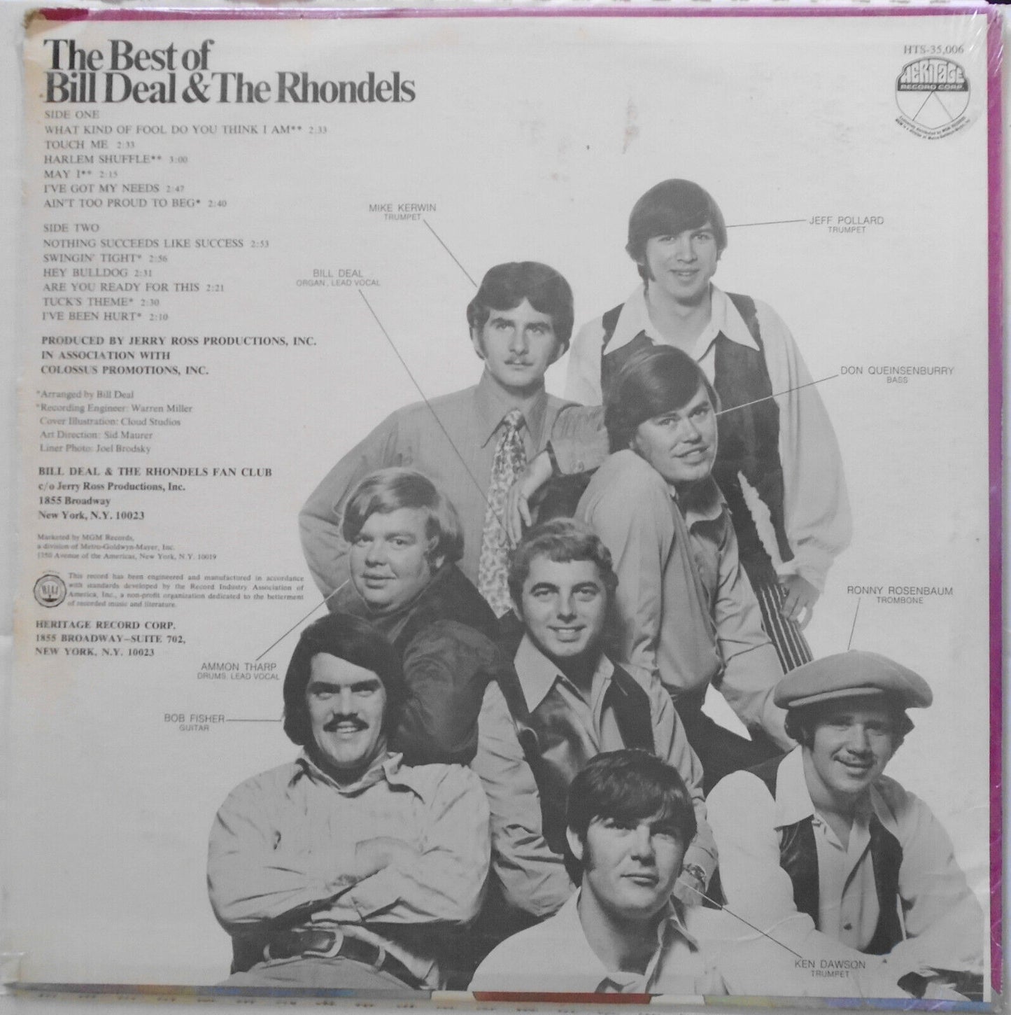 SEALED  The Best of Bill Deal and the Rhondels - LP - 1970. DJ Promo Record.