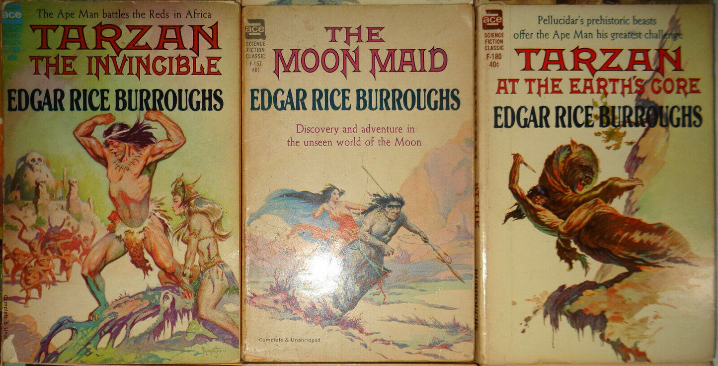 Edgar Rice Burroughs lot of 18 paperbacks - 1st printings Tarzan Science Fiction