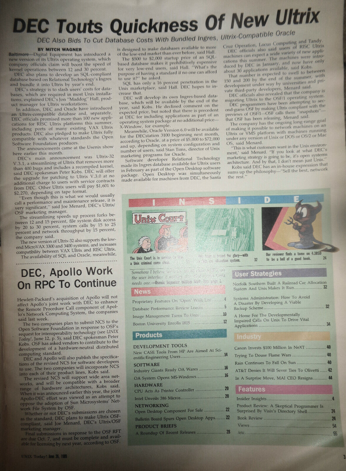 UNIX Today June 1989 The Newspaper of open systems computing - CMP Publications