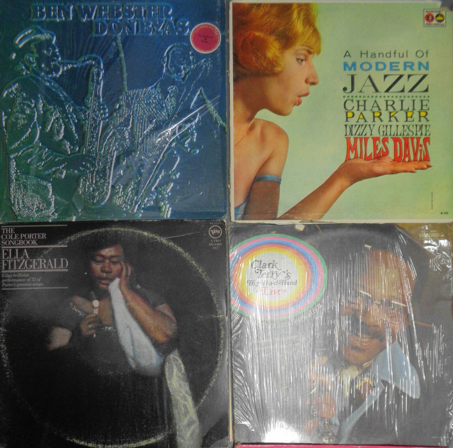 16 Jazz LPs Lot: Webster Bird Dizzy Miles Oscar Tatum Mulligan Duke Terry Getz