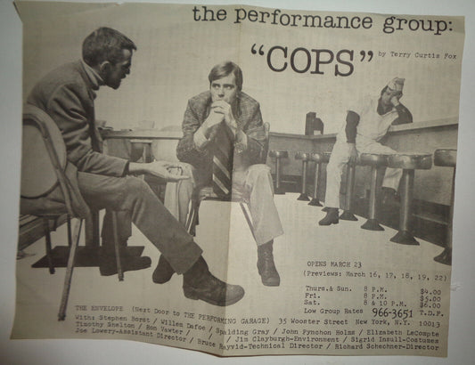 Spalding Gray in "COPS" - PROGRAM - 1977 - THE PERFORMANCE GROUP, NYC