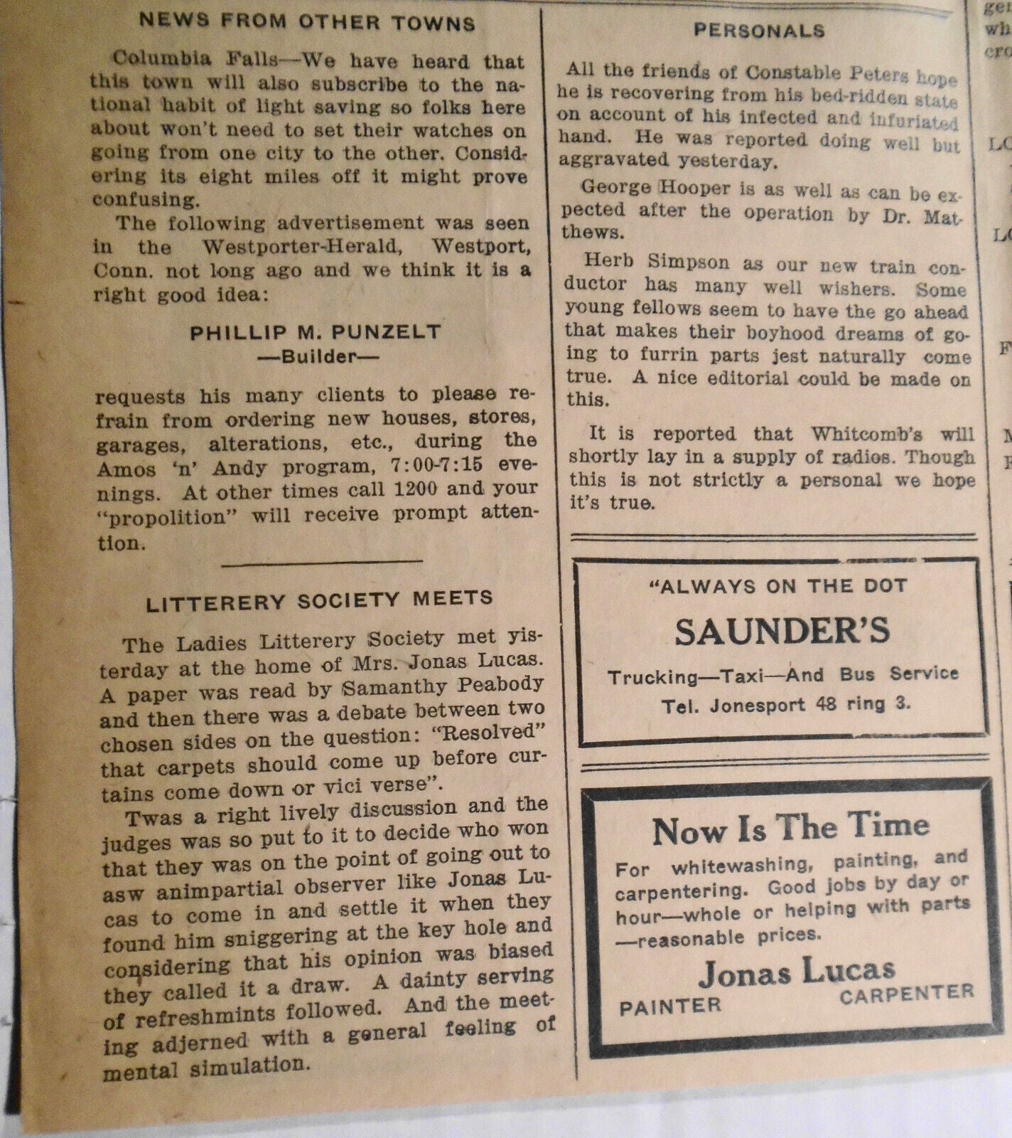 Jonesport Star, April 14, 1930 - Jonesport, Maine newspaper - depression era
