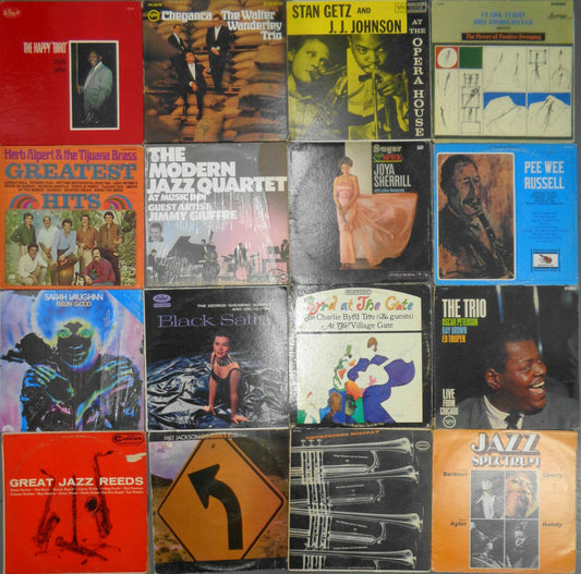 16 Jazz LPs Lot: Bird JJ Getz Terry Oscar MJQ Eldridge Sassy Gato Pee Wee Joya..