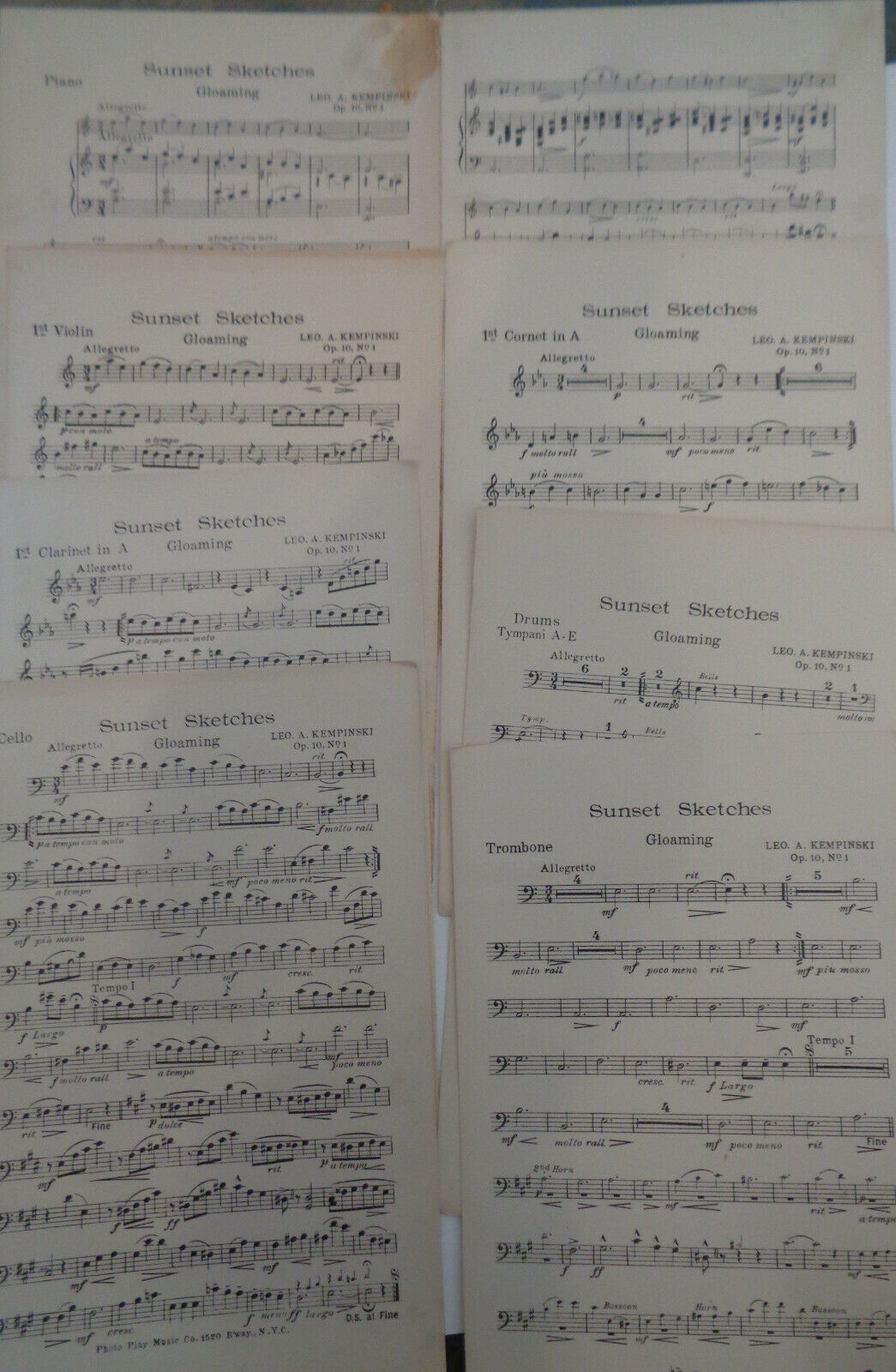 SUNSET SKETCHES - GLOAMING, by Leo A. Kempinski - 1919 - For orchestra