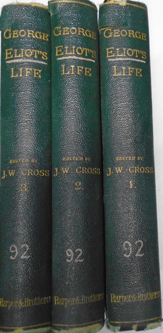 1885 George Eliot's Life As Related In Her Letters And Journals - 3 Volumes Set