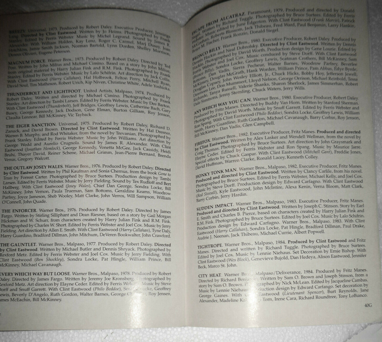 A TRIBUTE TO CLINT EASTWOOD - STAGEBILL, MAY 1996 Film Society of Lincoln Center