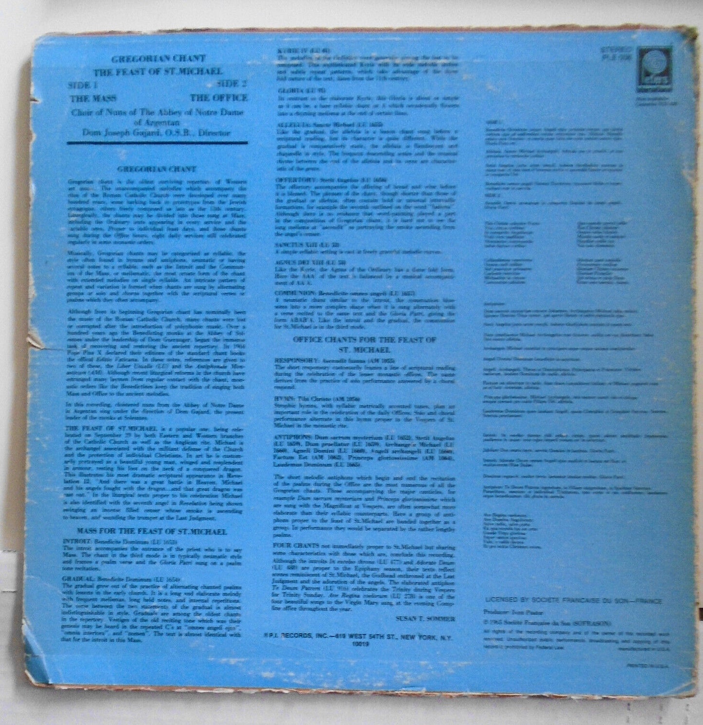 Gregorian Chant - 3 LP Lot - Feast of St. Michael, etc.
