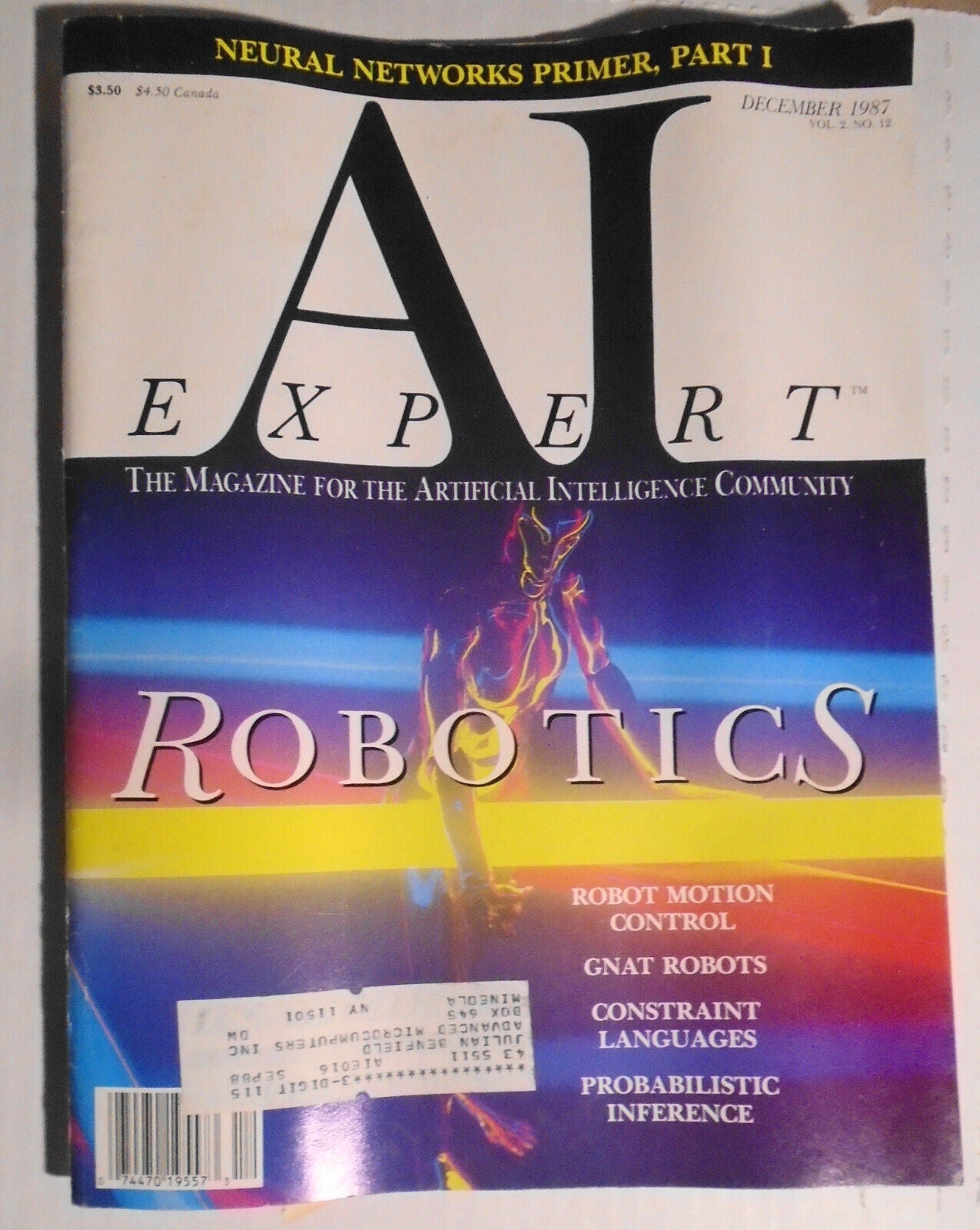 2 vintage Artificial Intelligence magazines : AI Expert, Dec. 1987 & Feb. 1990