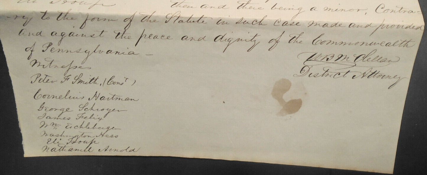 1856 Selling liquor without license to a minor  - Gettysburg Pennsylvania.