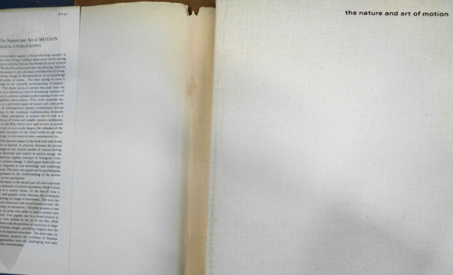 The Nature And Art Of Motion, by Gyorgy Kepes, 1965 First edition Hardcover