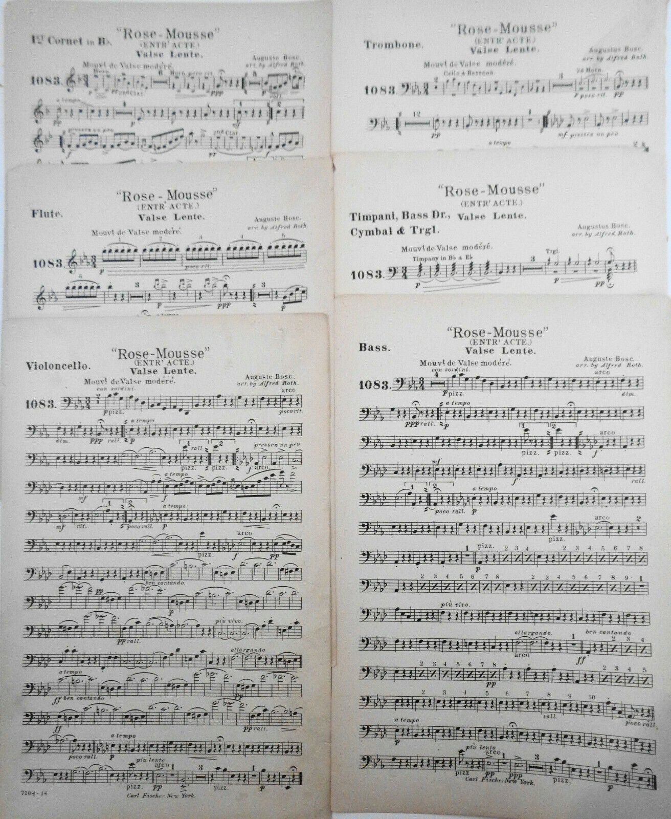 "ROSE-MOUSSE" (ENTR' ACTE.) VALSE LENTE, by Auguste Bosc, 1902 - For orchestra