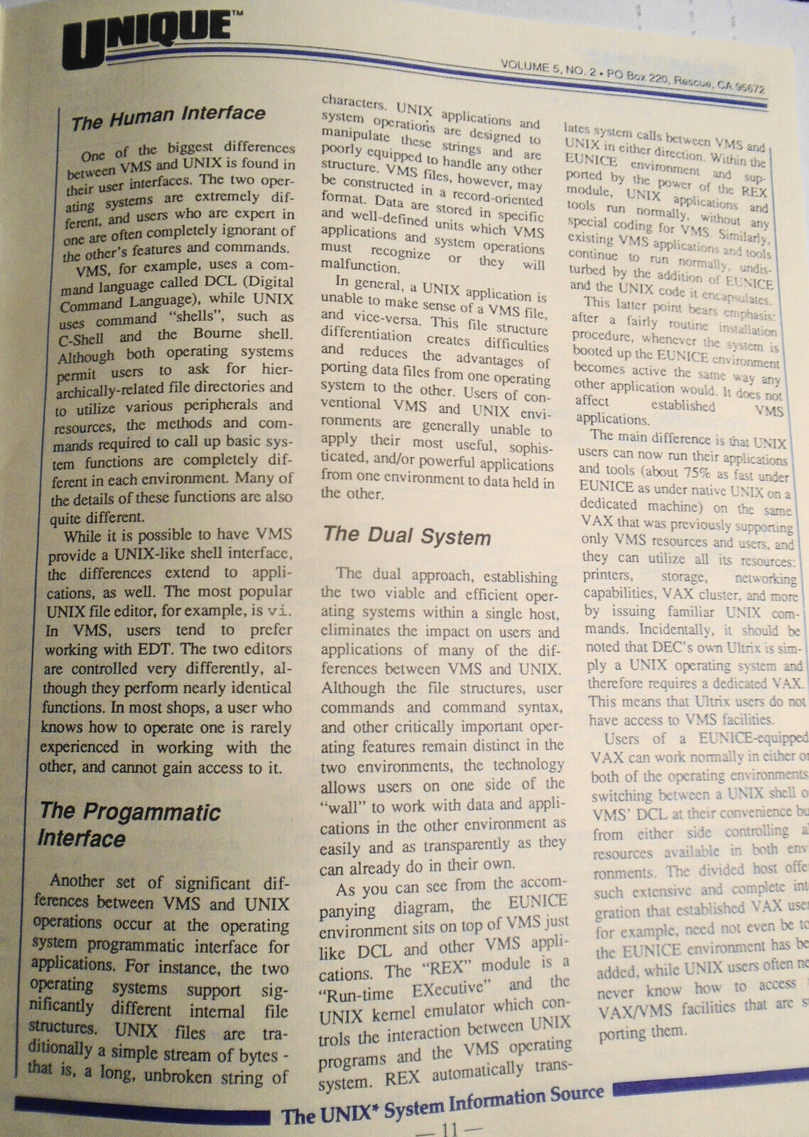 UNIQUE: The UNIX System Information Source  Jan 1988 - Apple A/UX; OS/2 & UNIX