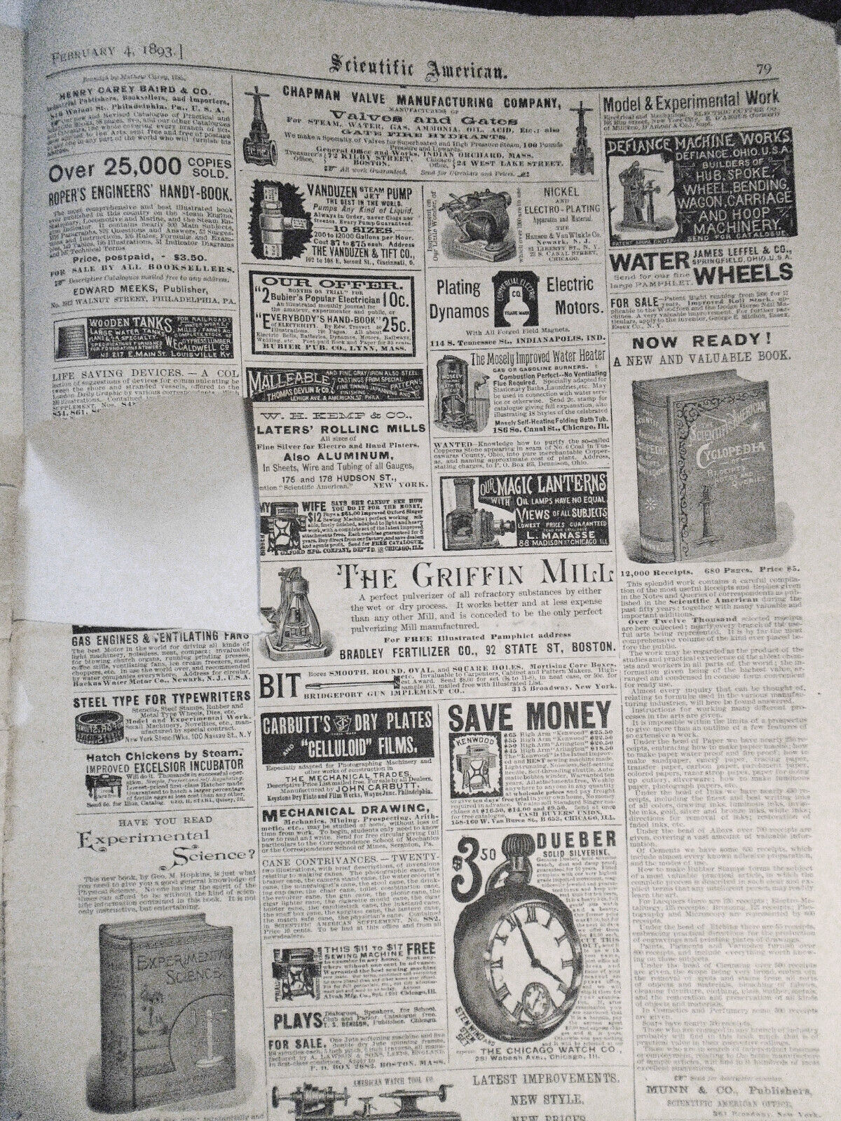 Scientific American February 4, 1893 - Marble Cave Of Missouri; Bicycles; Cats..