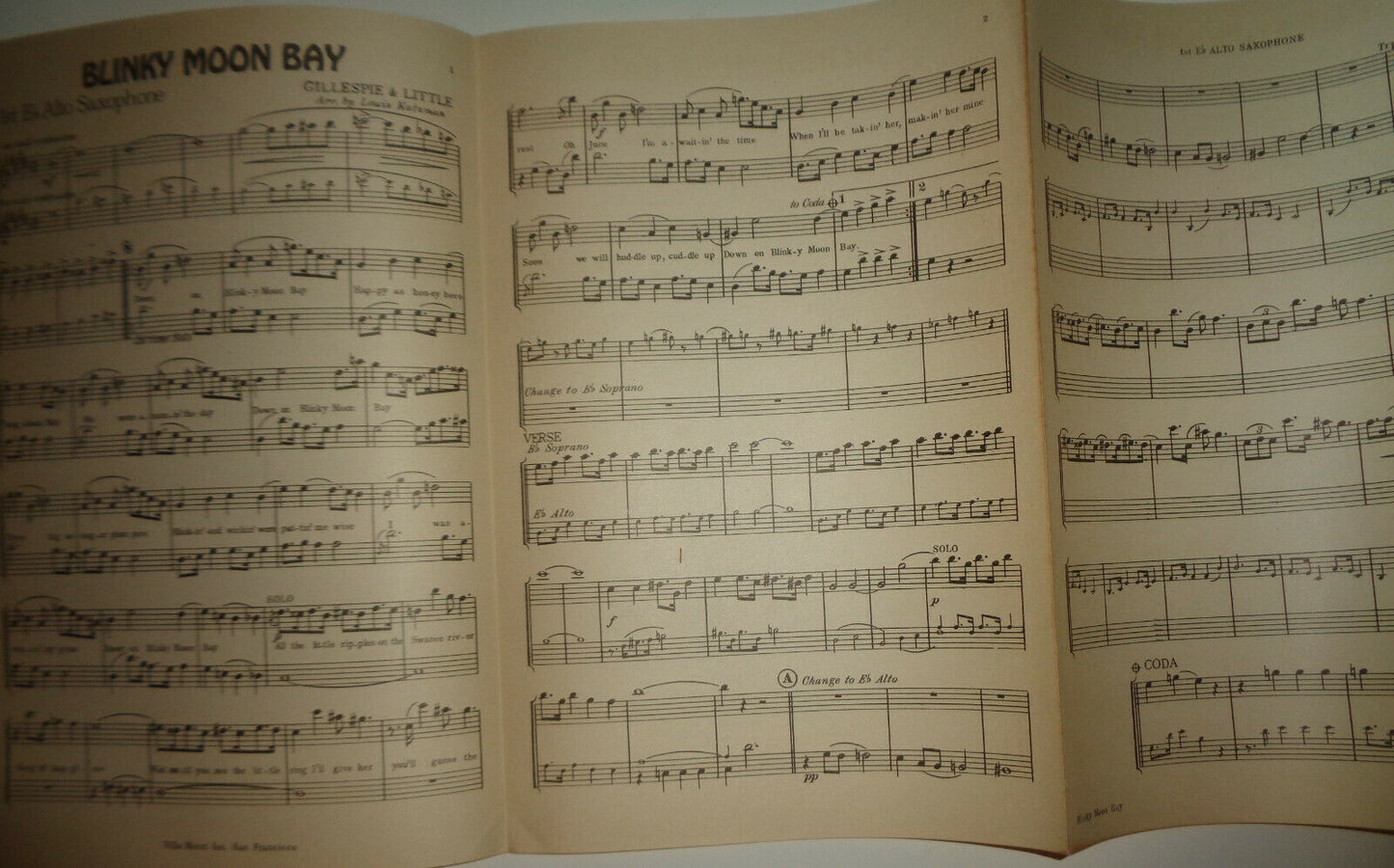 Blinky Moon Bay, by Haven Gillespie; Geo A Little. 1925. For orchestra