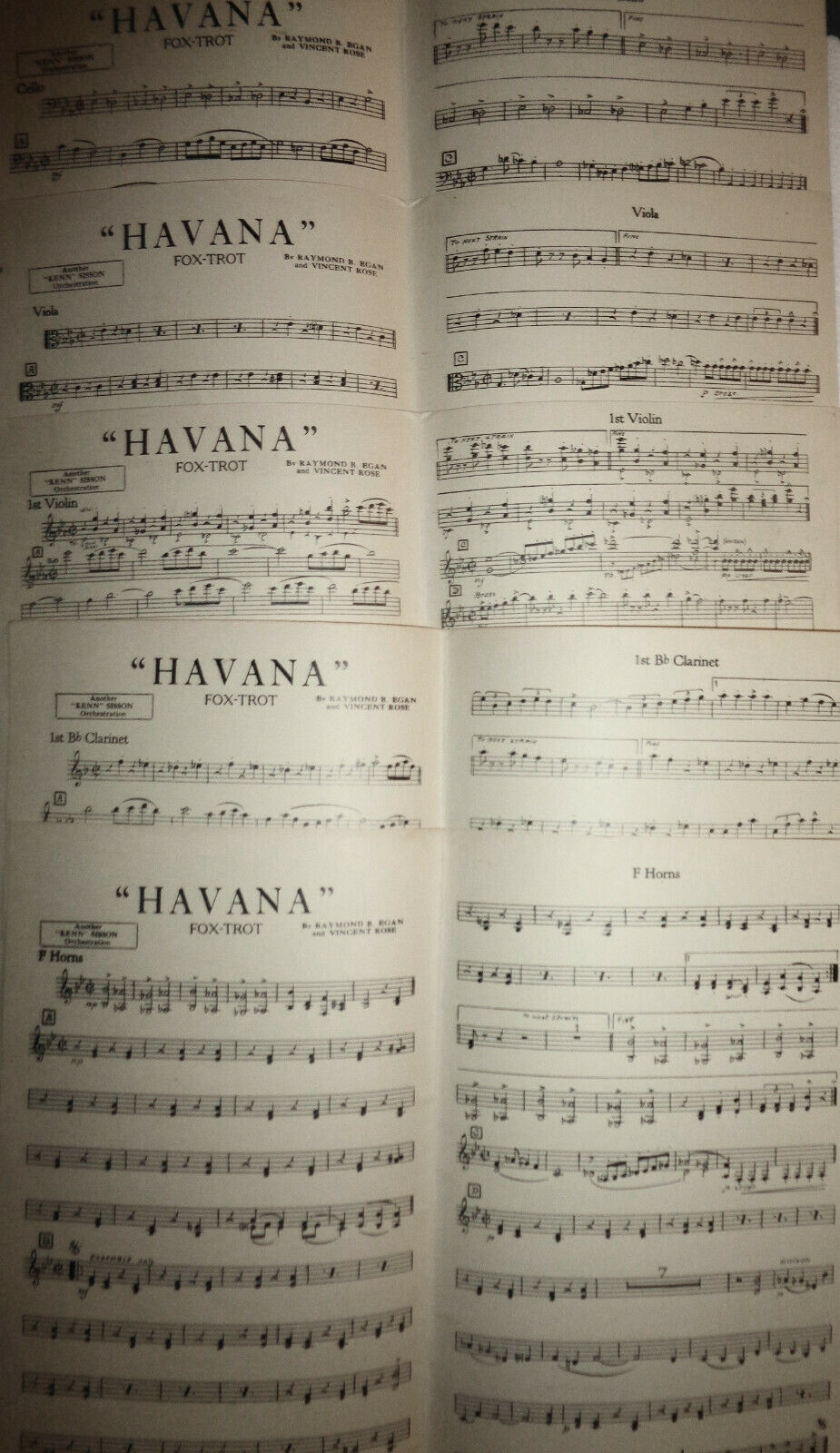 HAVANA - FOX TROT, by Raymond B Egan; Vincent Rose. 1927 For orchestra