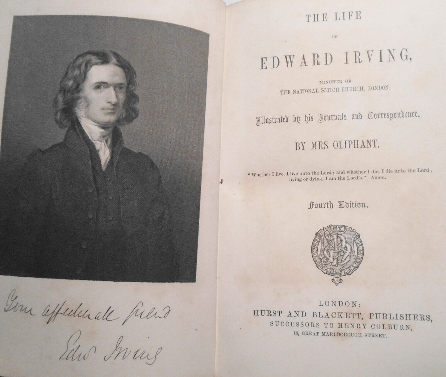 The Life of Edward Irving,  by Mrs. Oliphant. [1865]